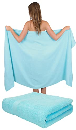 Betz 2 Stück Badetücher groß XXL Größe 100 x 200 cm Badetücher Saunatuch Palermo 100% Baumwolle Farbe türkis