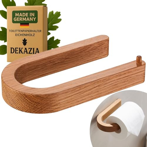 DEKAZIA® Porta Carta Igienica Legno Adesivo, Portarotolo WC Senza Forare