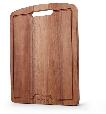 Planche à découper en bois 40 x 30 cm, bloc de boucherie pour la dinde, la viande, les légumes, le barbecue, la planche à charcuterie au fromage avec trou de suspension et rainure pour le jus de fruit