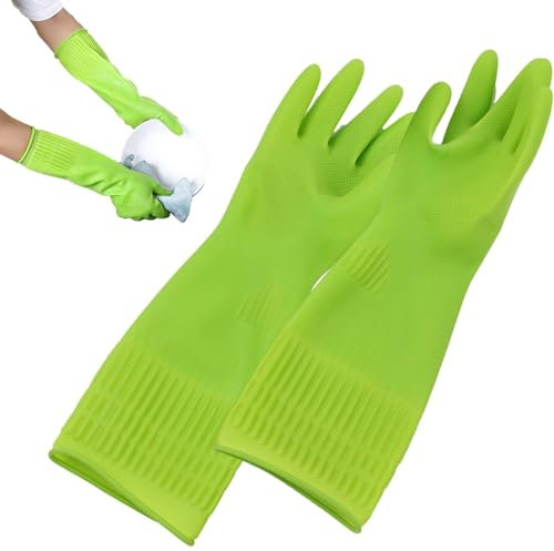 Guanti da tavola, guanti per stoviglie | 1 paio di guanti riutilizzabili per la pulizia,Guanti in lattice, guanti da cucina per lavare i piatti, guanti di pulizia protettivi lunghi