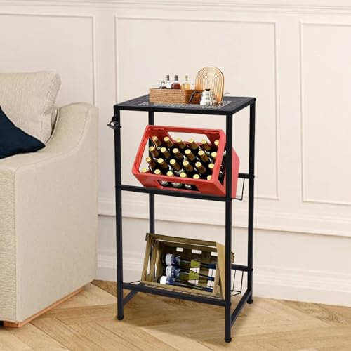 KEESUNG Estantería para cajas de bebidas con estante, Muebles, soporte para cajas de bebidas, color negro, estante de pie ajustable, estante para cajas de bebidas, 50 x 33 x 98