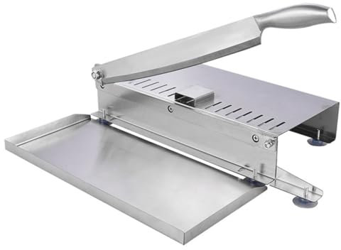 TOPBATHY Cortadora De Carne Manual Inoxidable Para Uso Doméstico, Cuchillo Para Cortar Carne Congelada y Huesos, Mango Ergonómico, Resistente Al Desgaste, Adecuada Para Cocina, Barbacoa y Restaurante