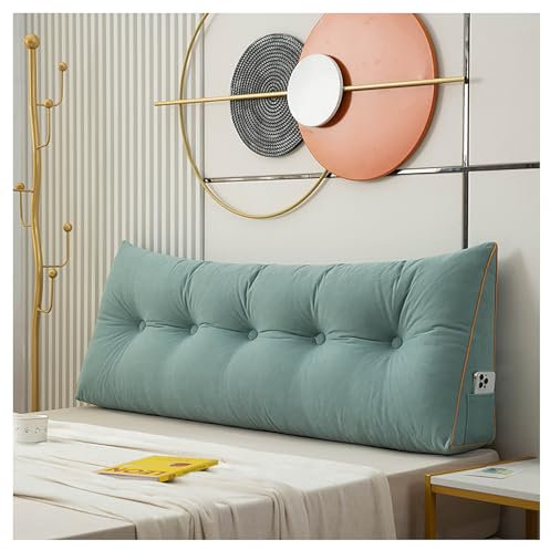 LIXQQS Rückenkissen Keilkissen Lesekissen für Bett Sofa: Ergonomisches Kopfteil Kissen Bequeme Dreieckskissen für Schlafen Lesen Gaming Freizeit (grün, 60 * 50 * 20cm)