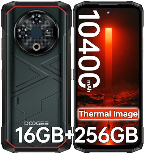 DOOGEE Fire 6 Rugged Smartphone con Termocamera, 16GB+256GB/2TB Telefono Indistruttibile Android 14, 10400mAh, 6,56” Display Modalità Schermo Diviso, 50MP+8MP, 4G Triplo SIM, IP68/NFC/Sblocco Facciale