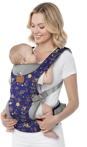 YooxAromr Marsupio Neonato,Ergonomico Regolabile Marsupio per Neonati 3-36 Mesi(3-30kg),Confortevole Fascia Neonato con Poggia Testa,Cielo Stellato