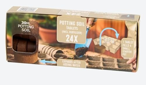 Lot de 24 Pastilles de Terreau Compressé en Fibre de Coco - Gonfle jusqu'a 30Ml - Fleur Jardin - 745