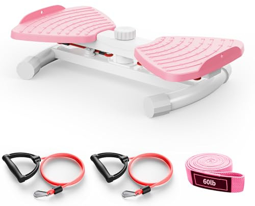 Zieuyend Waist Twister Ab Machine, tavola rotante per esercizi con capacità di 136,1 kg, con fasce di resistenza, per bruciare i grassi della pancia, silenziosa, con massaggio ai piedi, per palestra a