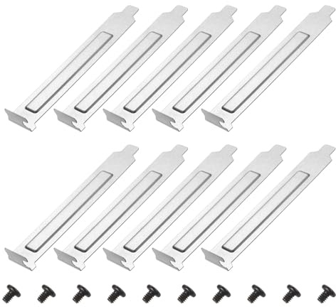 PATIKIL Copertura Slot PCI Filtro Antipolvere 12 x 1.9 cm, 10 Pezzi Piastra Di Chiusura In Acciaio Antipolvere Deflettore Ventilazione Staffa Espansione Piastra Vuota Con Vite, Argento