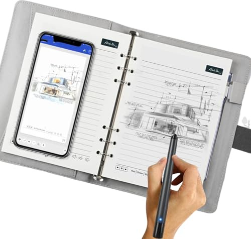VBESTLIFE Smart Pen Notebook Set con Sincronizzazione in Tempo Reale e OCR, BT 5.0 Digital Notebook per lo Studio, la Riproduzione di Archiviazione Offline e Scrittura a Mano per IOS (Patchwork nero)