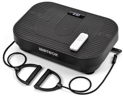 Plateforme Vibrante Fitness Maison Meteor – Télécommande – 120 Niveaux d’Intensité – Bandes de Résistance – 5 Programmes – Charge 160 kg