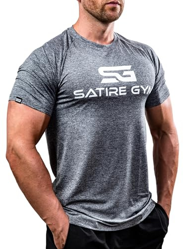 Satire Gym - T-Shirt Slim Fit Homme pour Fitness – T-Shirt de Musculation Homme pour la Gym et Le Fitness