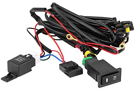 Nikou Nebelscheinwerfer Nachrüsten, Nebelscheinwerfer Schalter Kabelsatz, 12V Universal Auto LED Nebelscheinwerfer, Ein/Aus-Schalter Kabelbaum Rear Fog Light kit Automodifikation