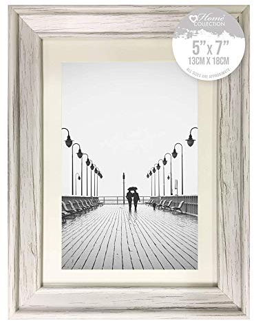 Design Group White Solitaire Shabby Chic Distressed Wood Styrene Photo Frames 5x7