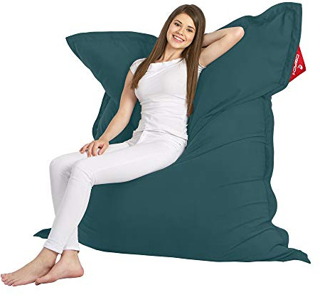 QSack Sitzsack Indy mit Mikroperlen aus Deutscher Qualitätsfüllung, EPS HBCD frei, Indoor Sitzsack mit Innenhülle, 140x180 cm, Neu (Petrol)