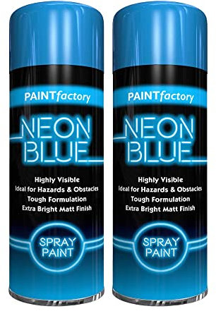 Classic Signature - 2 x Neon Blue 200ML, Spray Paint Aerosol Fluorescent Bright Graffiti (Banksey) Matt Finish