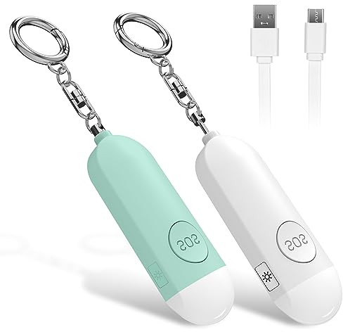 Taschenalarm mit 130 dB Sirene LED-Licht zur Selbstverteidigung, Wiederaufladbarer Persönlicher Schrillalarm für Frauen, Kinder und Senioren