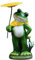 PacuM Gartenornament, Frosch mit Regenschirm-Figuren, Outdoor-Landschaftsdekor-Statue, wasserfestes Magnesiumoxid, Dekorationsskulptur für Hof, Rasen, Haustür, Akimbo-