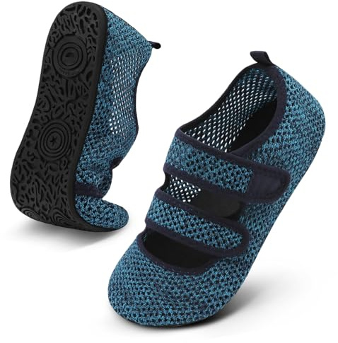 BARERUN Womens Mens Water Shoes Quick Dry Barefoot Beach Pool Swim Shoes Non-Slip Adjustable Wide Aqua Socks Sandals Yoga Shoes Non-Slip Indoor/Outdoor BlueHole 7-8/5.5-6.5