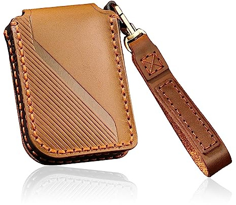 HIBEYO keyless Coque de clé de voiture compatible avec LYNK&CO 05 01 02 03 06 09 Étui de protection en cuir avec anneaux porte-clés Organiseur 3 boutons Marron