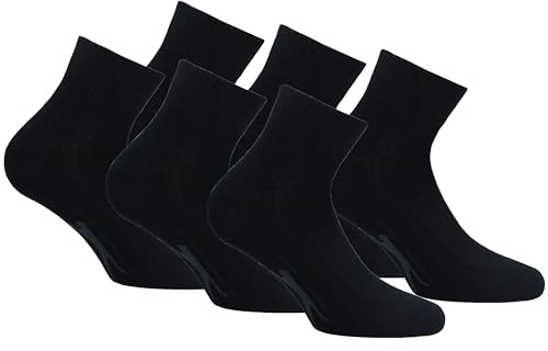 Slazenger 6 Paar Quarter Tech Socken - Frottee Einlegesohle - Damen - Schwarz - 39-42