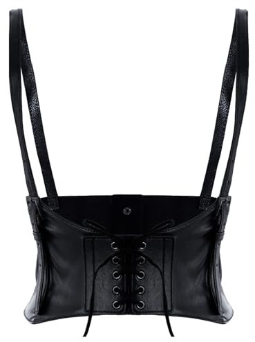 Werownsgso Damenmode Kunstleder Taillengürtel,Korsett Gürtel Damen,PU Leder Weste Korsettgürtel，Verstellbare Körperkette für Kleidergürtel Shirt Karneval Halloween Cosplay Kostüm