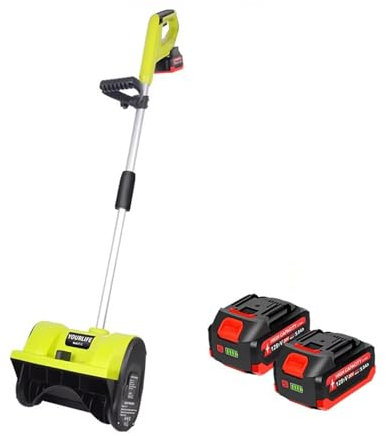 KXJPIZIYB Fraise à Neige Électrique 20V 12 Pouces, Petite Pelle à Neige à Poussée Manuelle, Chasse Neige pour Patios, Trottoirs, Allées, avec Batterie et Chargeur