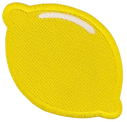 Zitrone Zitrusfrucht Gelb Aufnäher zum aufbügeln oder aufnähen Bügelbild Aufbügler für Kleidung gestickter Bügelflicken Applikation Patch Größe 7,0 x 4,8 cm