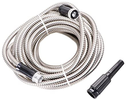 BESPORTBLE 50ft Lightweight Telescopic Garden Hose Stainless Steel Water Pipe Versatile Nozzle Sprinkler