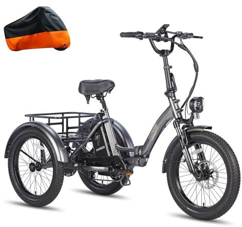 Fafrees F20 Mate E Bike trehjuling 48 V vikcykel [officiell] 873,6 WH 20 tum kvinnor män mountainbike elcykel lastcykel, elcykel 180 kg vuxna, 25 km/h cykel Ebike Fatbike E Trike (grå)