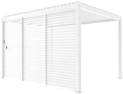 sweeek - Pergola bioclimatique Triomphe 3x4 + 3 persiennes 130cm pour Le côté de 4m. Panneau Brise Vue. L 400 x P 300 x H 250 cm