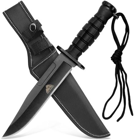 by GER-SABER Jagdmesser festehende Normal Klinge inkl. Gürtelholster 31,5cm Einhandmesser - Outdoor Messer für jedes Abenteuer, Survival Bowiemesser für Camping, Jagd, Wandern und mehr (SA43)