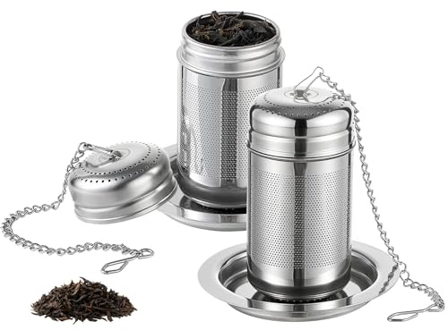 316L Stainless Steel Tea Infuser Set – Extra Fine Mesh Loose Leaf Tea Steeper for 8–32 oz Mugs, Bottles & Teapots, Dishwasher Safe (2 Pack)