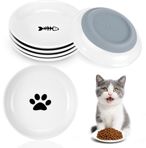 Alitree 6 Piezas Comedero Gato Ceramica, Cuencos Gatos con Base de Silicona