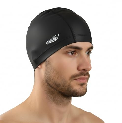 High Elasticity Fabric Swim Cap - One Size Fits Women, Girls, Men & Kids, Breathable, Keeps Hair Clean for Long & Short Hair