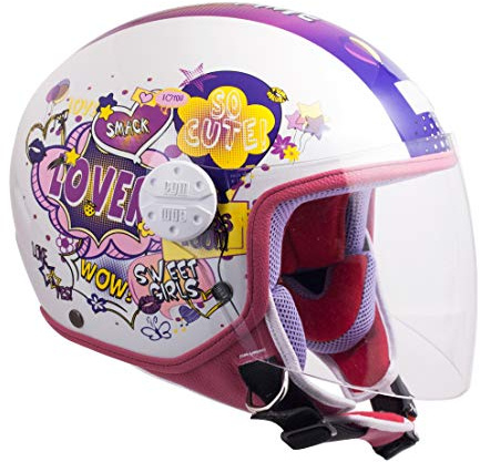 CGM Comics Casco Jet Dibujos, Infantil, Fucsia Metal, S