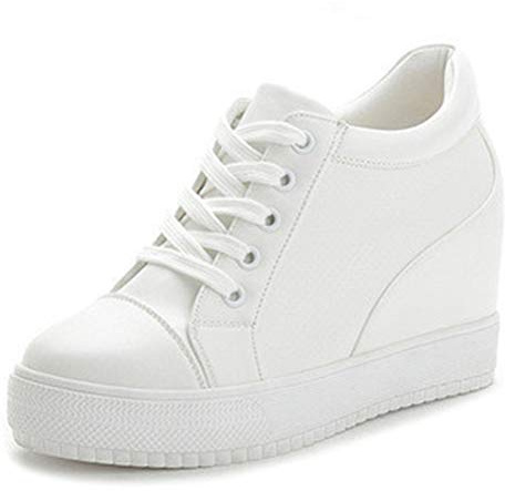 Femmes Caché Talons Baskets Chaussures Compensées Sport Décontracté Talons Hauts À Lacets Hauteur Augmentant Athlétique Plate-Forme Haut Haut Sneakers