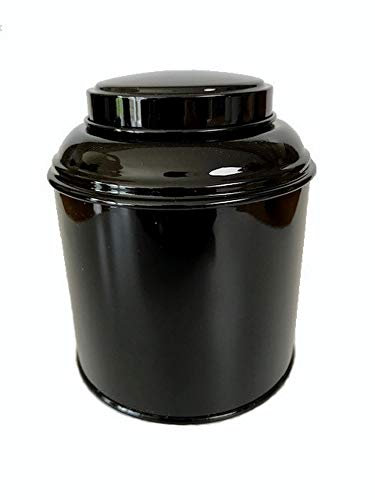 Boîte à thé noir métal empilable 80–100 g – Fer blanc qualité alimentaire | Double couvercle hermétique | Fabriquée en France | Boîte ronde durable pour thé, infusion, épices