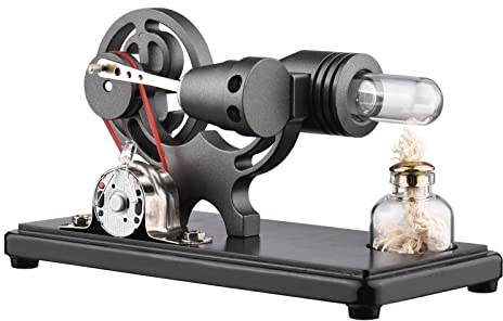 Bisofice Stirlingmotor Stirling Motor Modell mit LED Licht, Heißluft Sterling Engine, Schwungrad-Design, wissenschaftliches Experimentiermodell, Lernspielzeug für Lehrer, Erwachsene und Kinder
