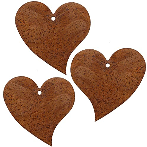 Rostikal 3er Set Herz Deko zum Hängen 7 cm Rost Gartendeko Hochzeit Hängedeko (3, 7 cm)