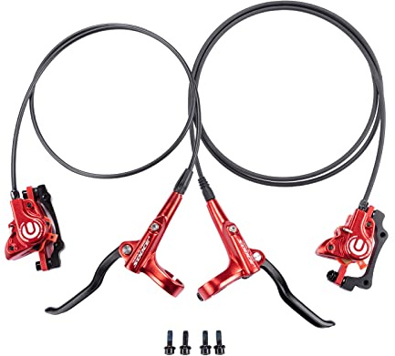 Cyclon MTB Hydraulic Disc Brakes Set, Black/Red Aluminum Alloy Hydraulic Brakes for Mountain Bike Left Front 1000mm Right Rear 1700mm Hydraulic Bicycle Brakes with is/PM Adapter Fit 160mm Rotor