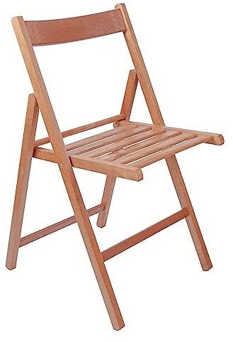 Harbour Housewares Beech Wood Folding Chair - Walnut - 1x - Wooden Garden Chair Outdoor Seating Deck Seats Lightweight Foldable Dining Patio Furniture