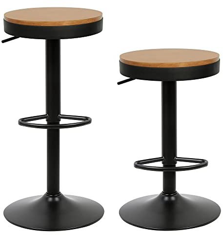 Barhocker, Massivholz, höhenverstellbar, für Küchentheke, Vintage, Industrie, modern, für Haus, Küche, Theke, Bistro (schwarz)