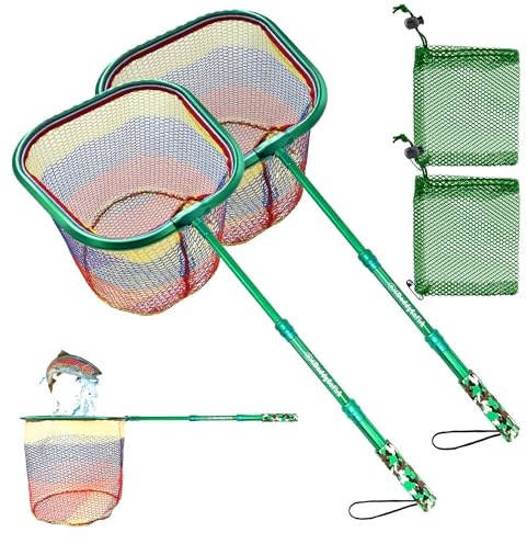 DaddyGoFish Red de Pesca para niños, Bolsa de Cebo telescópica Ultraligera para atrapar Pescado, Rana, pececillos, Mariposa, Playa, Estanque