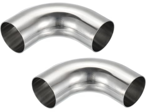 PATIKIL 2pcs 90 Degree Mandrel Bend Elbow, 2 Inch OD Steel Exhaust Elbow Exhaust Piping Connector 304 Stainless for Exhaust Pipe Stair Handrail HVAC