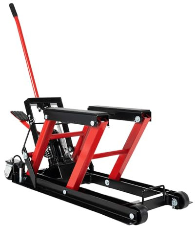 panfudongk Hydraulisk motorcykel lyftplattform, universal motorcykelstativ, motorcykellyftare, motorcykellyftare för verkstad och garage med lastkapacitet 680 kg lyftområde 115 till 365 mm
