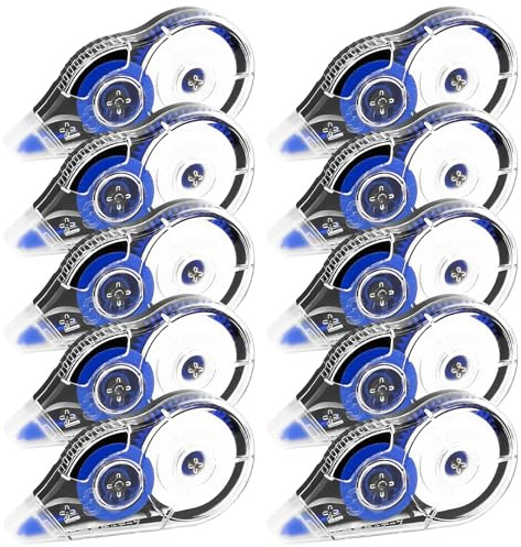 Amusingtao 10Pcs 30m x 5mm Large Capacity Correction Tape Roller, White Out Tape for School and Office Supplies(COLOR:blue)