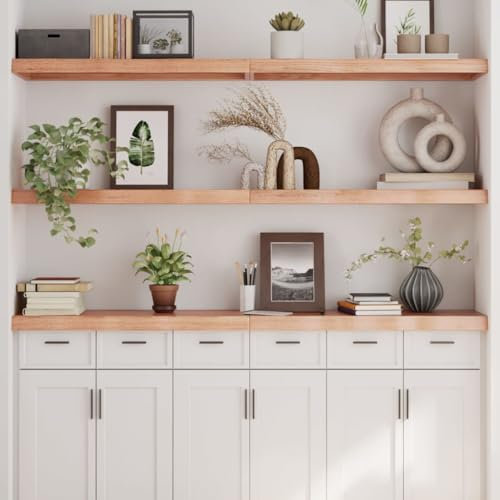 AJJHUUKI Home-Shelving Wandregal und Regale Wandregal Wandregal hellbraun 180 x 40 x (2-6) cm Eiche massiv geölt