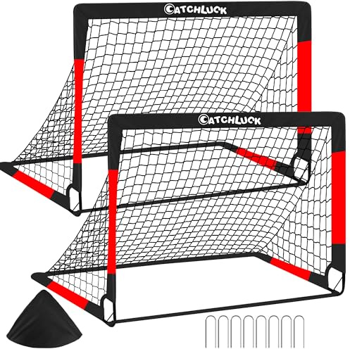 CATCHLUCK Fußballtor Kinder Pop Up 2er Set Fussballtore für Kinder Garten Fussball Tor Outdoor Fussballtor mit Tragetasche