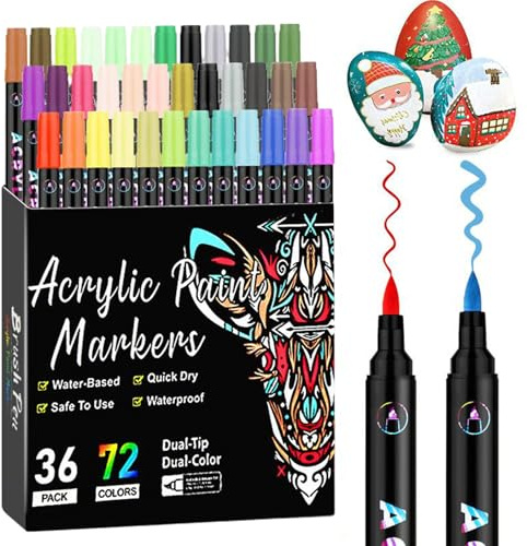 Genérico Rotuladores Acrílicos - Marcadores de Doble Punta 72 Colores para Colorear de Adultos,Material de Escritura para Oficina Escuela Hogar Decoración Premios