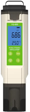 Tragbarer Wasserzähler mit hintergrundbeleuchtetem Display, Salz- und Temperaturtester für Hydrokultur-Aquarien, Wassertest-Set